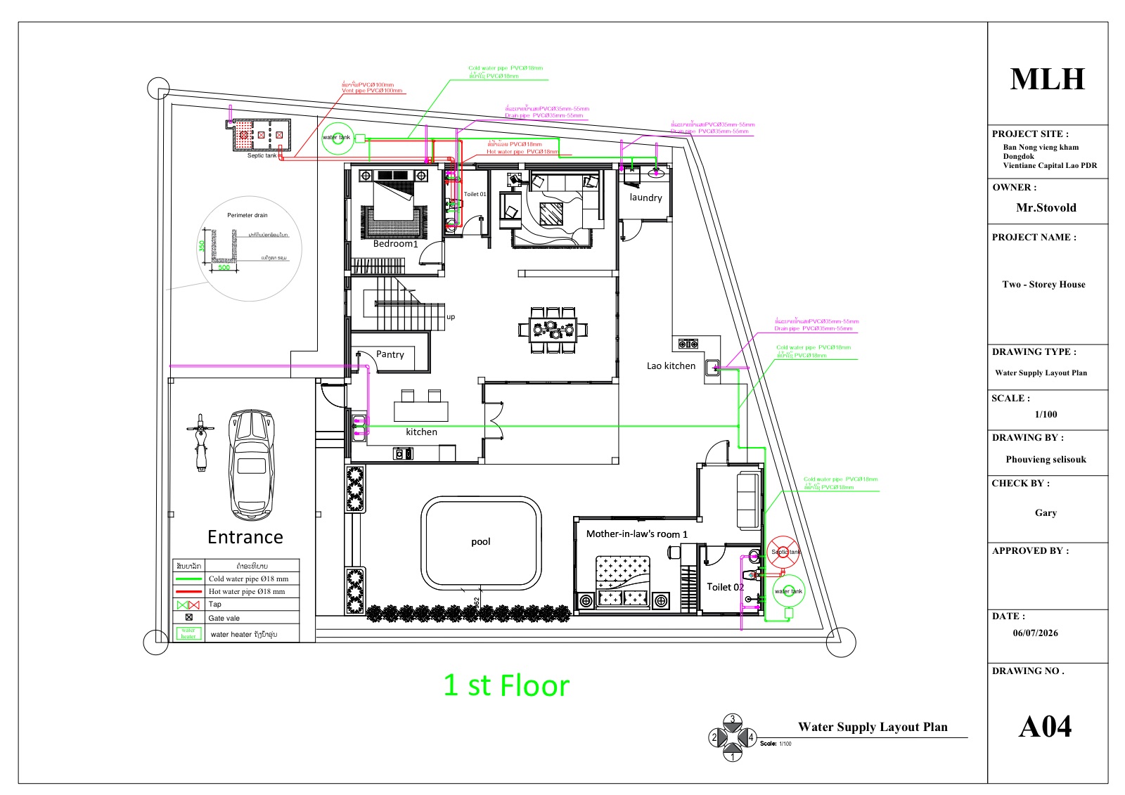 Round 4 final, first-floor water supply plan, sheet A04